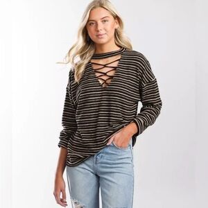 NWOT Gilded Intent Striped Long Sleeve Top